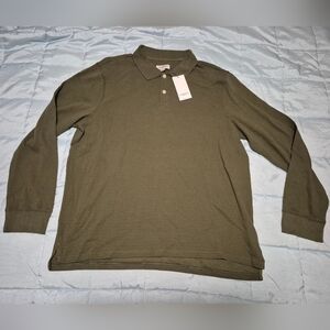 Olive Green Men's Collared Longsleeve Shirt
